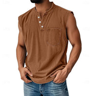 Michael Sleeveless Henley Tank Top