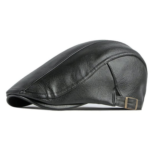 Rhys Polished Faux Leather Flat Cap_1