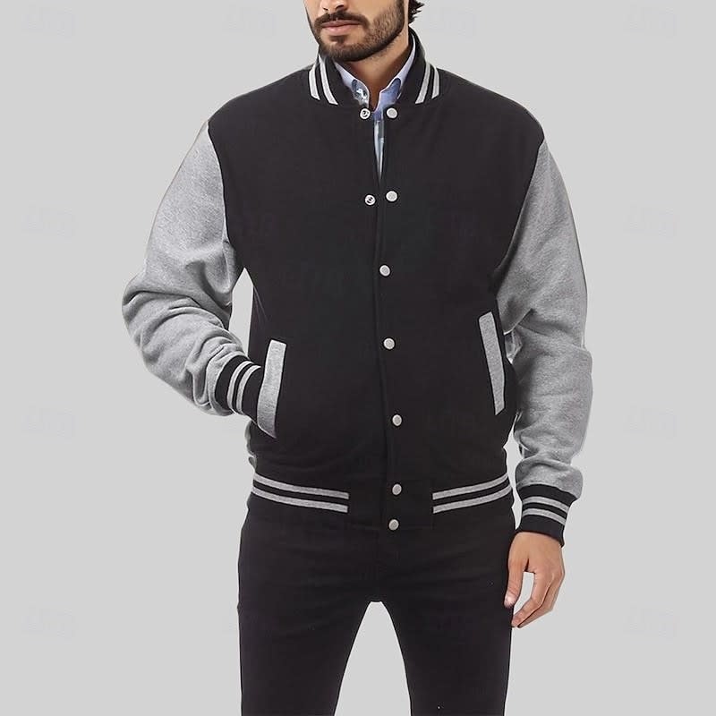 Elton Contrast Sleeve Varsity Jacket