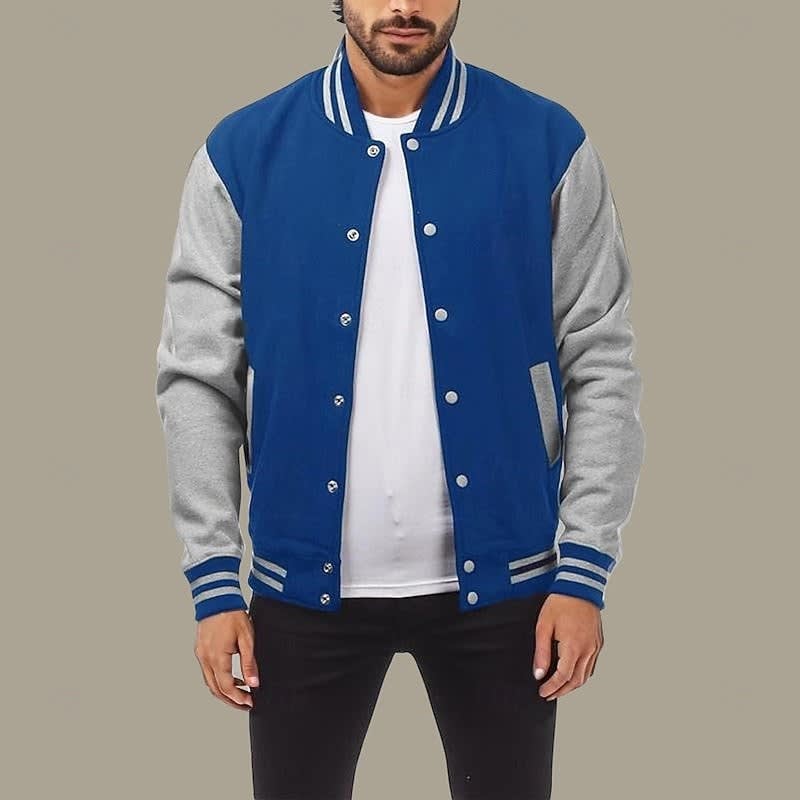Elton Contrast Sleeve Varsity Jacket