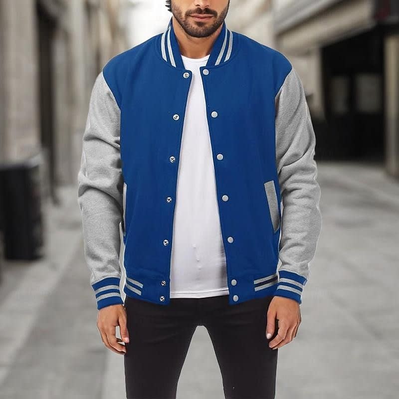 Elton Contrast Sleeve Varsity Jacket