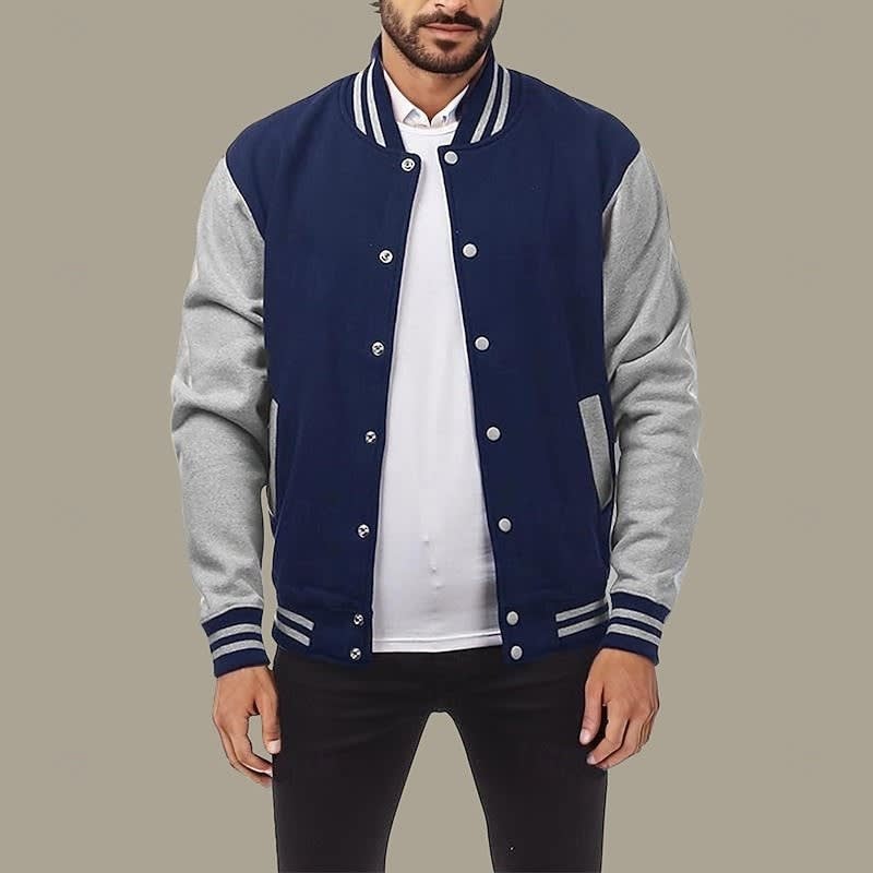 Elton Contrast Sleeve Varsity Jacket