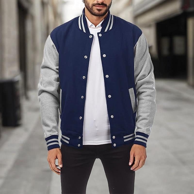 Elton Contrast Sleeve Varsity Jacket