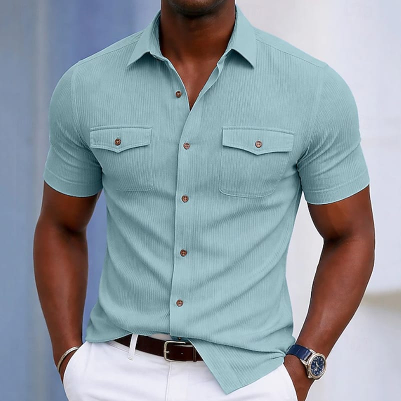 Randall Ribbed Texture Short Sleeve Shirt_1