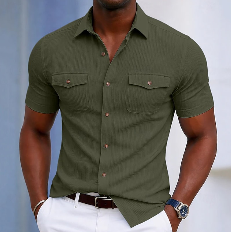 Randall Ribbed Texture Short Sleeve Shirt_4