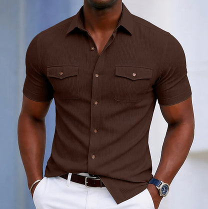 Randall Ribbed Texture Short Sleeve Shirt_5