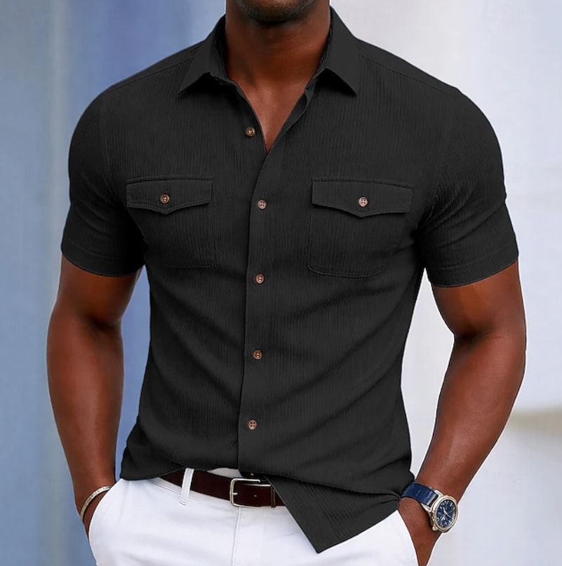 Randall Ribbed Texture Short Sleeve Shirt_7