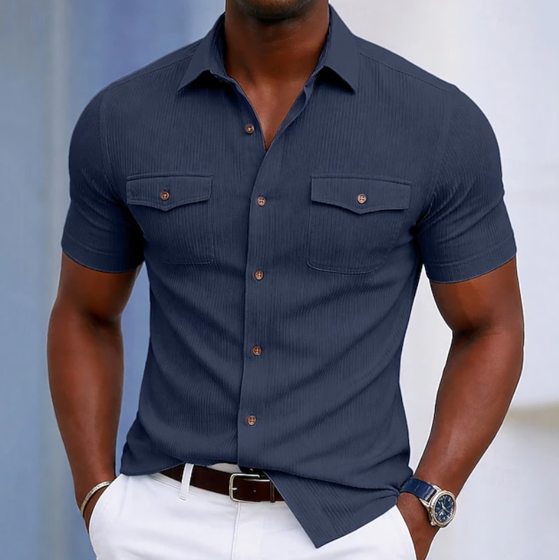 Randall Ribbed Texture Short Sleeve Shirt_8