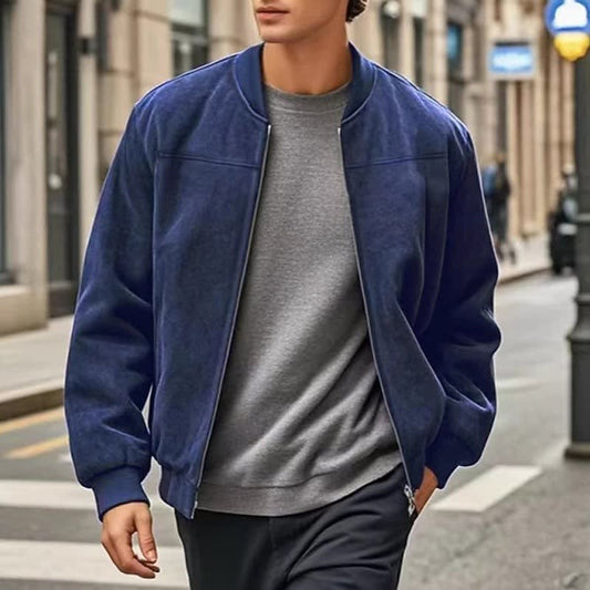 Eldon Ribbed Collar Zip Bomber Jacket_1