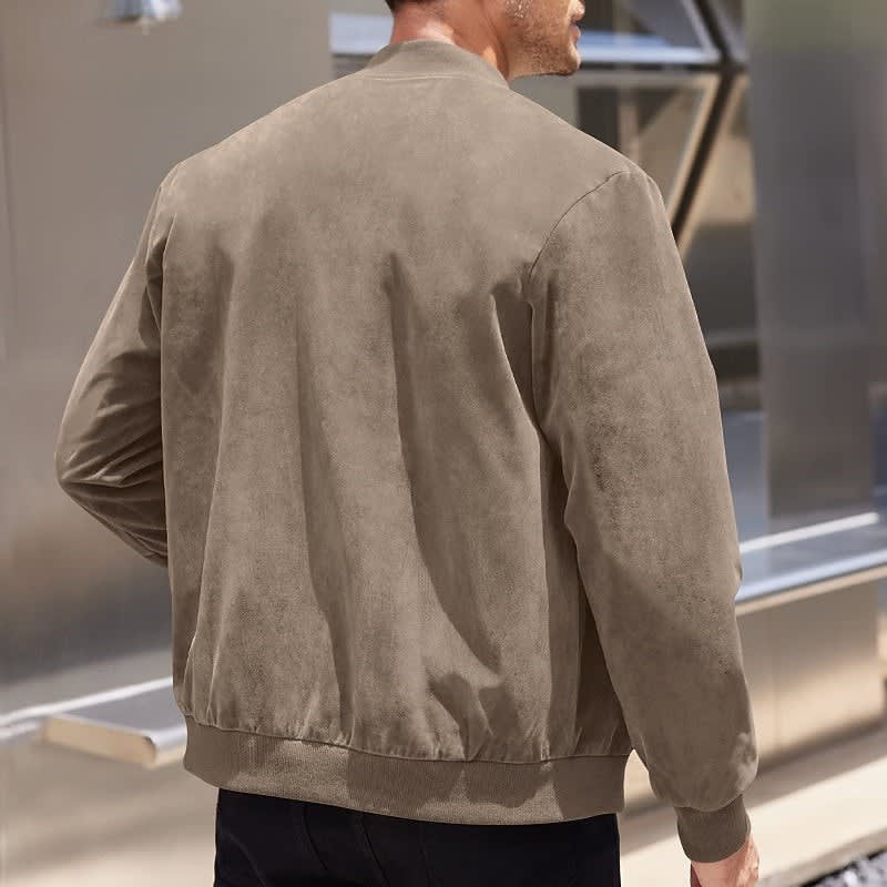 Eldon Ribbed Collar Zip Bomber Jacket