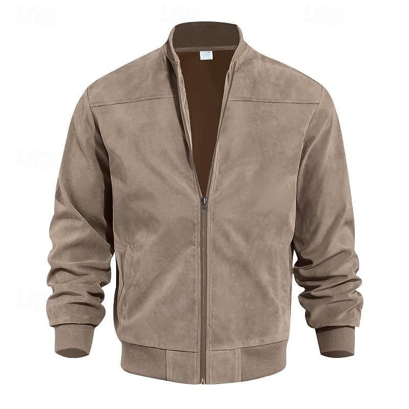 Eldon Ribbed Collar Zip Bomber Jacket