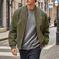 Eldon Ribbed Collar Zip Bomber Jacket
