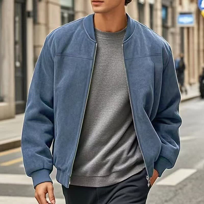 Eldon Ribbed Collar Zip Bomber Jacket