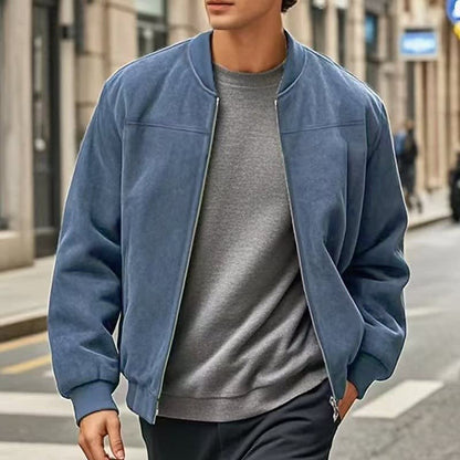 Eldon Ribbed Collar Zip Bomber Jacket_2