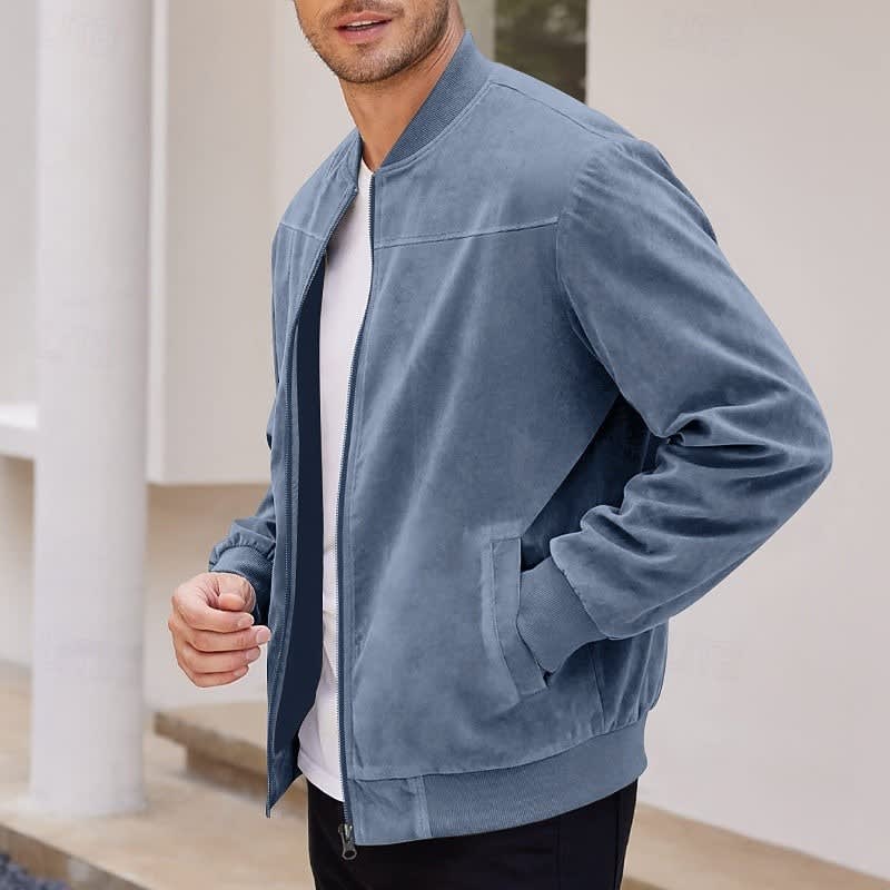 Eldon Ribbed Collar Zip Bomber Jacket