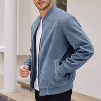 Eldon Ribbed Collar Zip Bomber Jacket