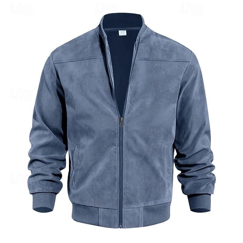 Eldon Ribbed Collar Zip Bomber Jacket