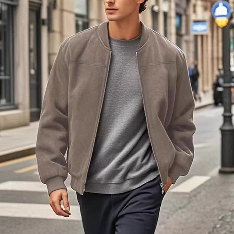 Eldon Ribbed Collar Zip Bomber Jacket