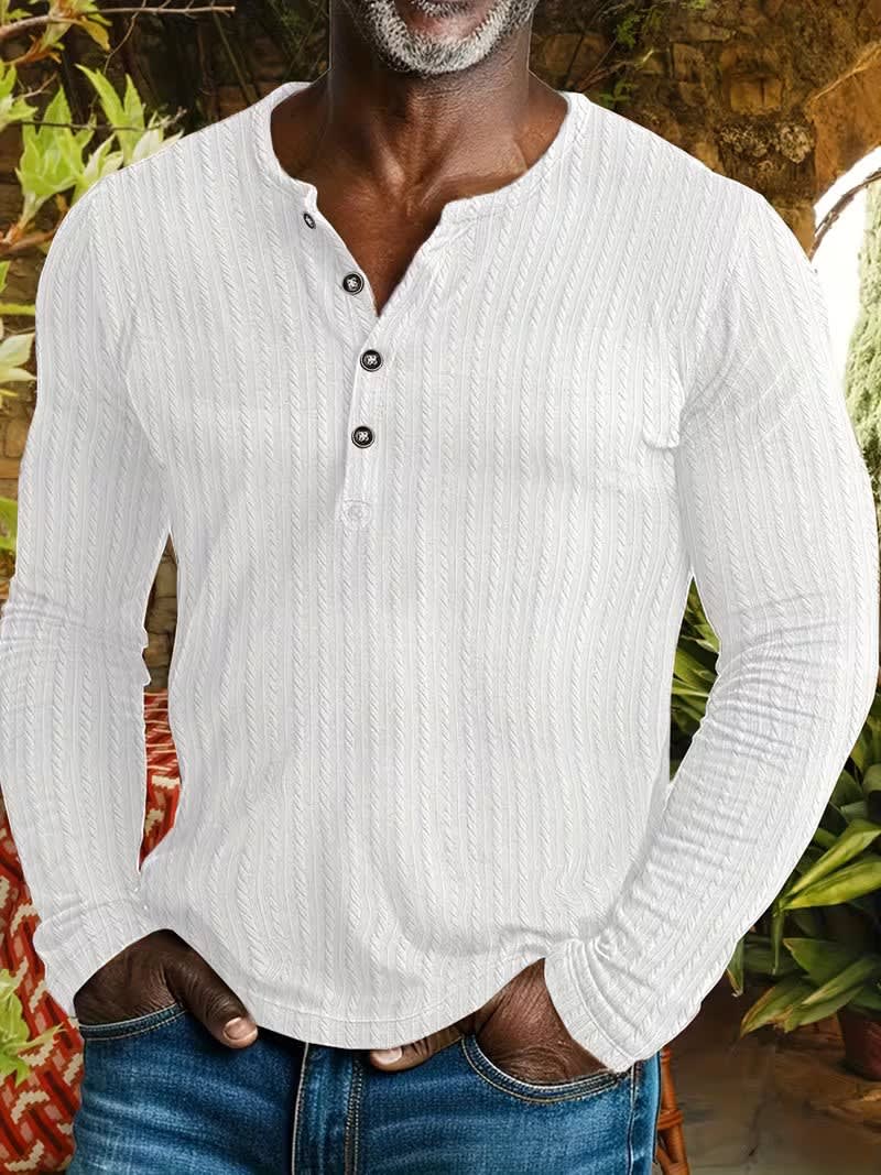 John Cable Texture Long Sleeve Henley_1