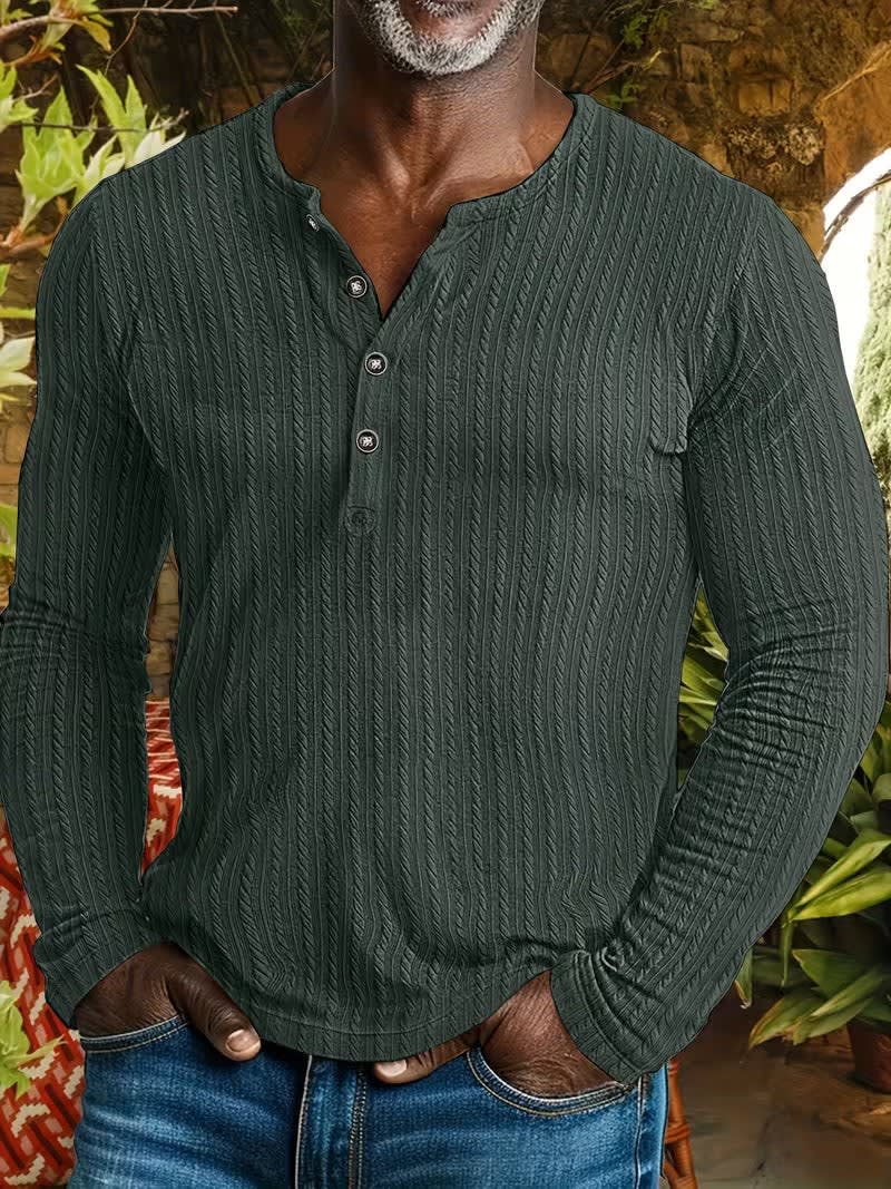 John Cable Texture Long Sleeve Henley_2