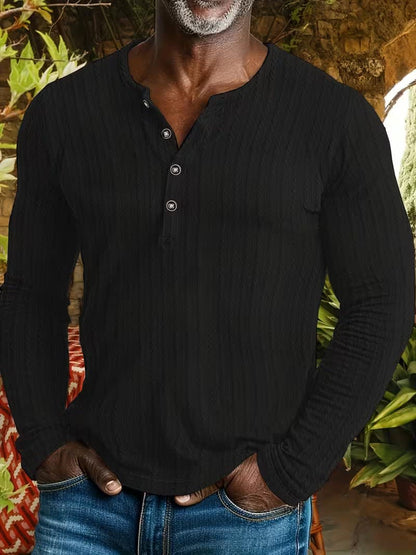 John Cable Texture Long Sleeve Henley_3