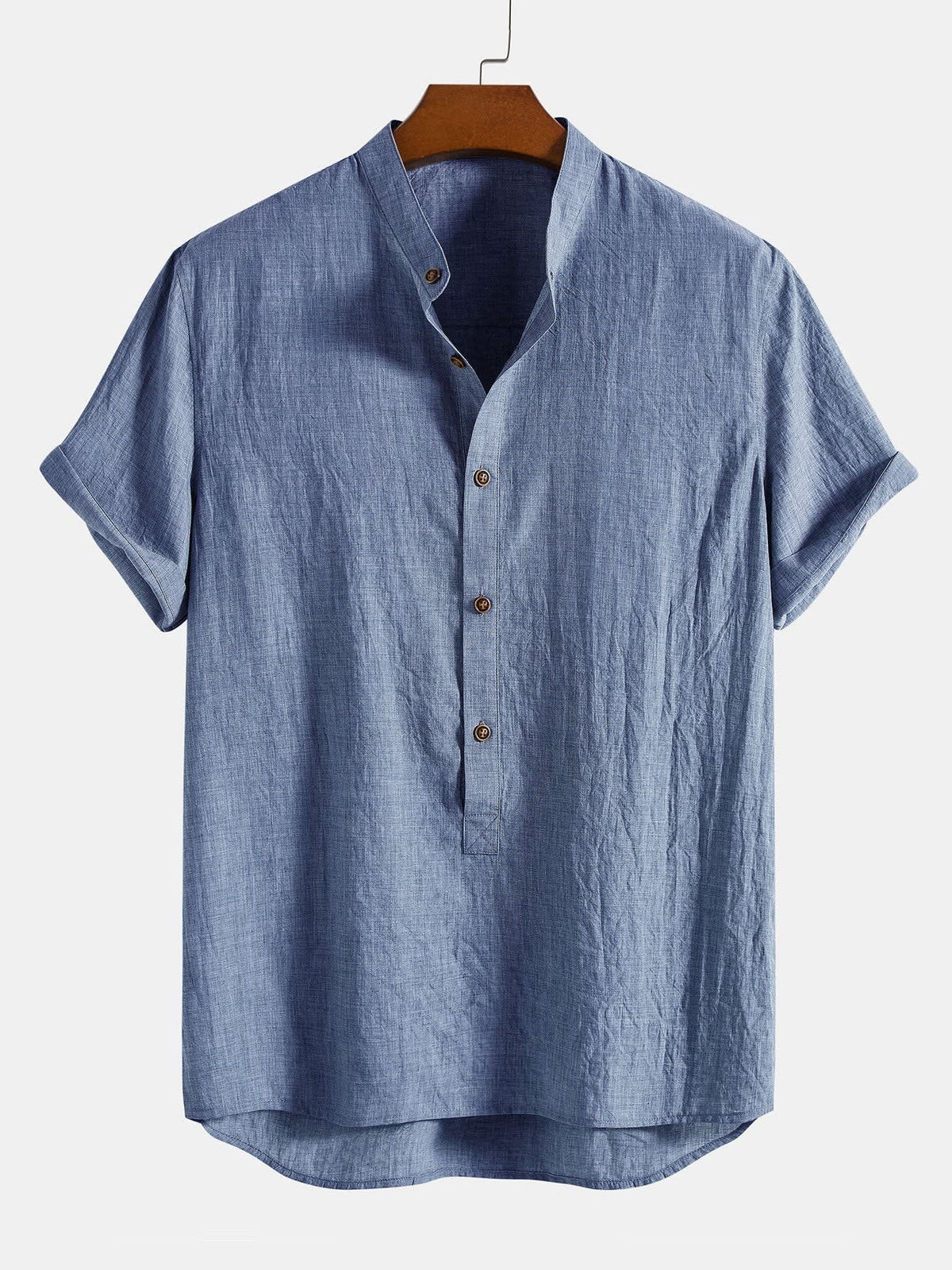 Galen Grandad Collar Linen Blend Two Piece Set_5