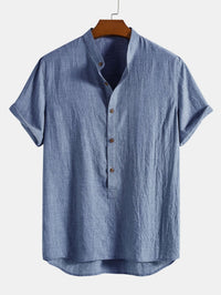 Galen Grandad Collar Linen Blend Two Piece Set