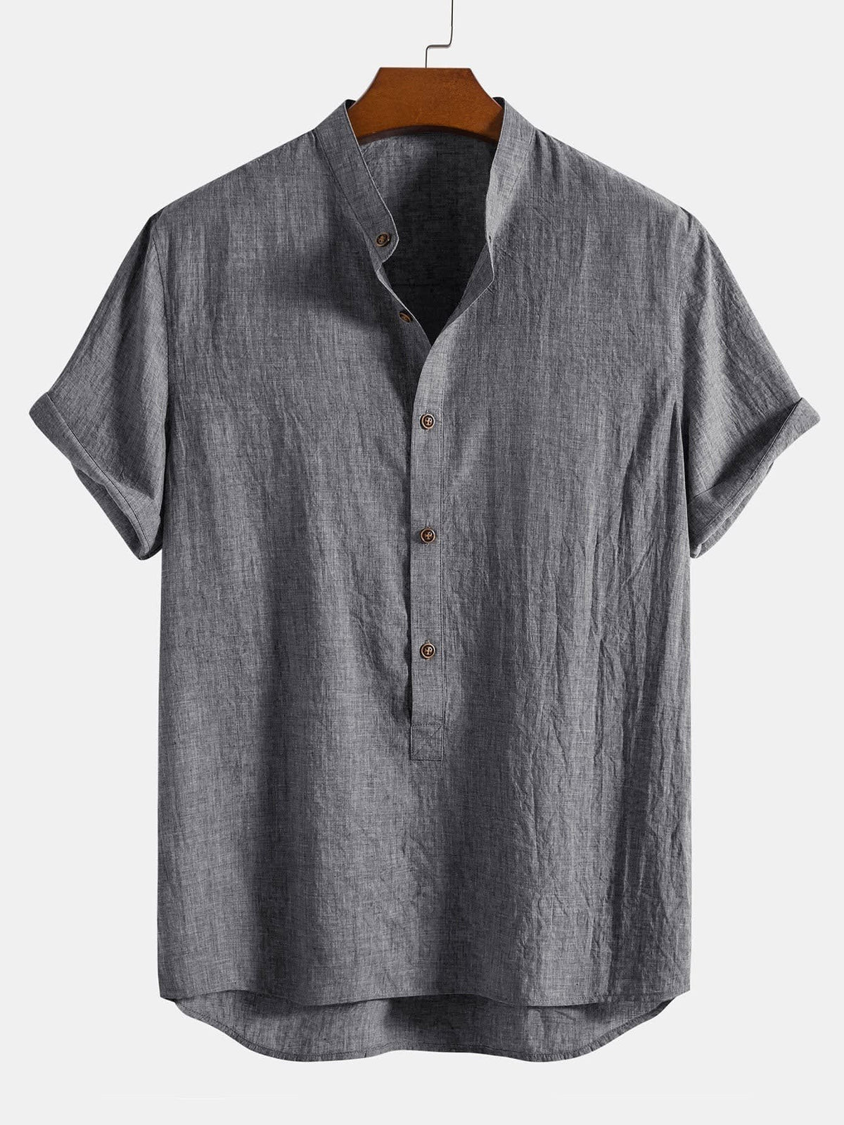 Galen Grandad Collar Linen Blend Two Piece Set