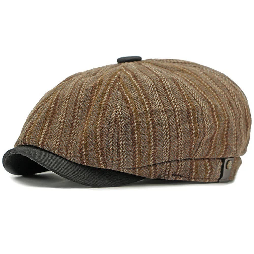 Quinlan Striped Herringbone Tweed Flat Cap