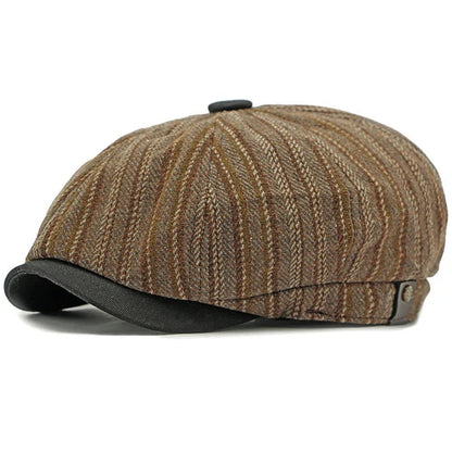 Quinlan Striped Herringbone Tweed Flat Cap_2