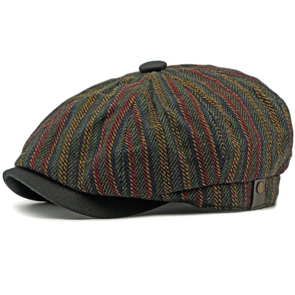 Quinlan Striped Herringbone Tweed Flat Cap