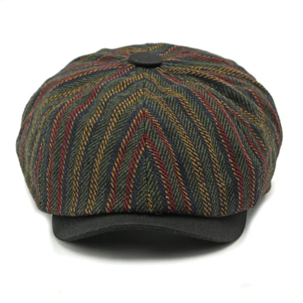 Quinlan Striped Herringbone Tweed Flat Cap