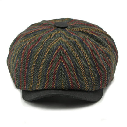 Quinlan Striped Herringbone Tweed Flat Cap_5