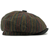 Quinlan Striped Herringbone Tweed Flat Cap