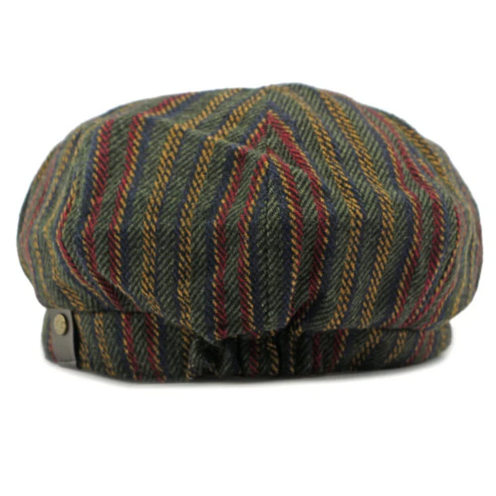Quinlan Striped Herringbone Tweed Flat Cap