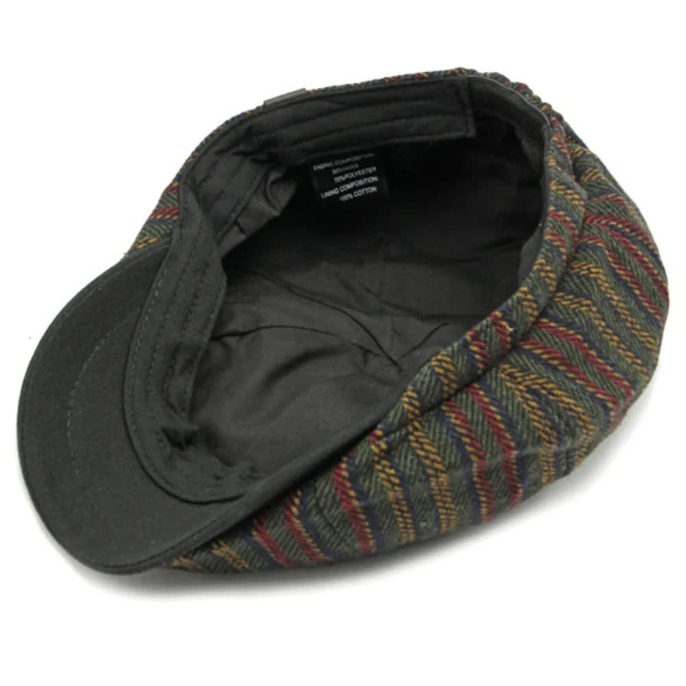 Quinlan Striped Herringbone Tweed Flat Cap