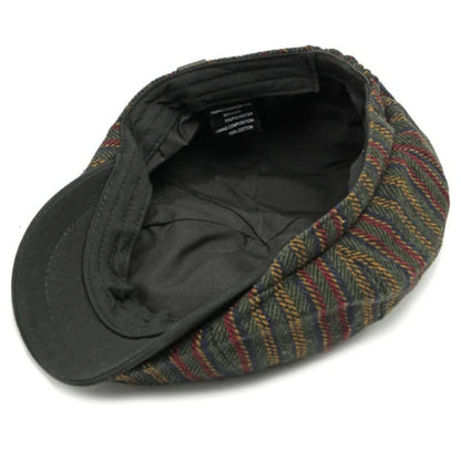 Quinlan Striped Herringbone Tweed Flat Cap_8