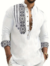 Glover Printed Placket Stand Collar Shirt