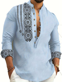 Glover Printed Placket Stand Collar Shirt
