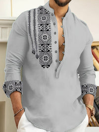 Glover Printed Placket Stand Collar Shirt