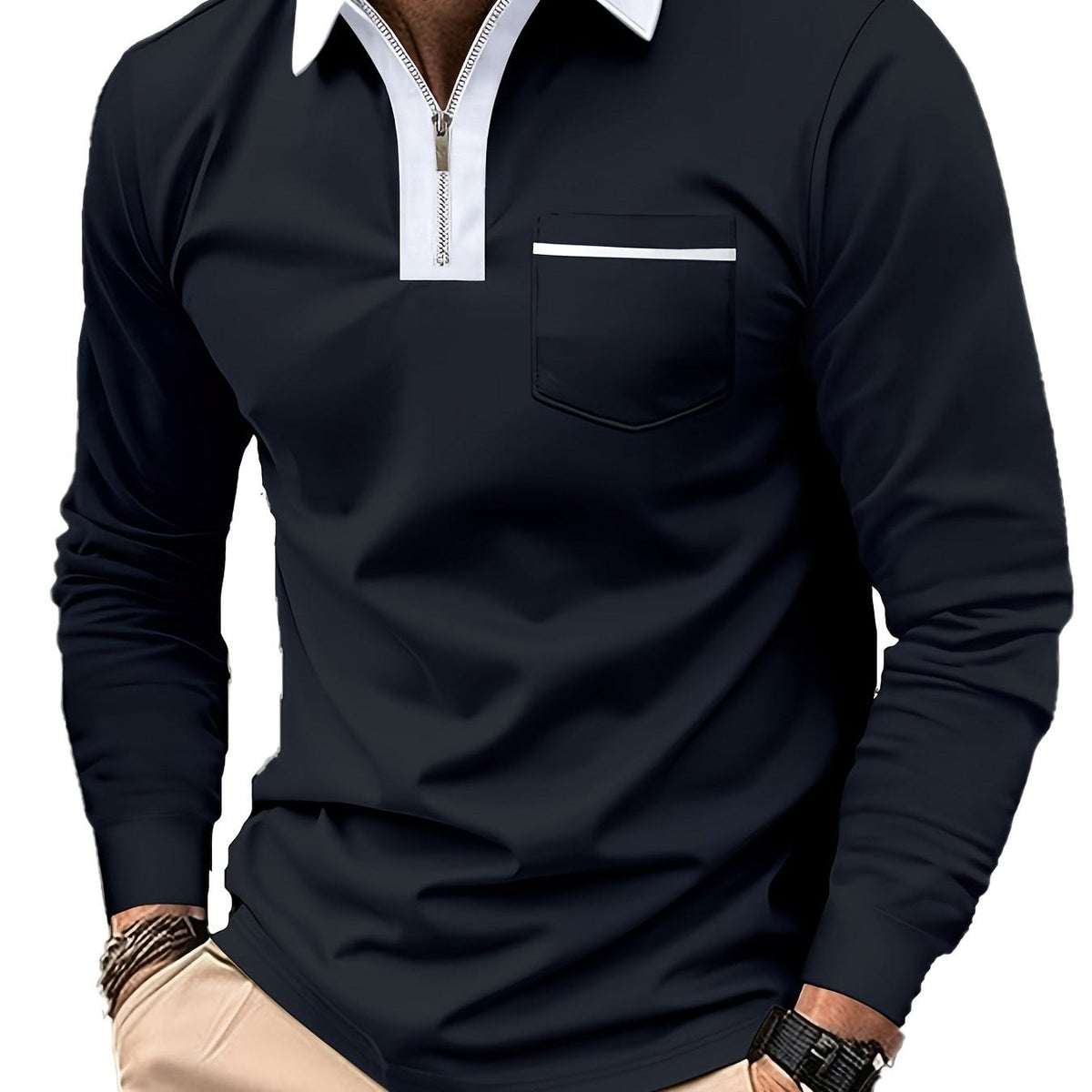 Blair Zip Placket Long Sleeve Polo