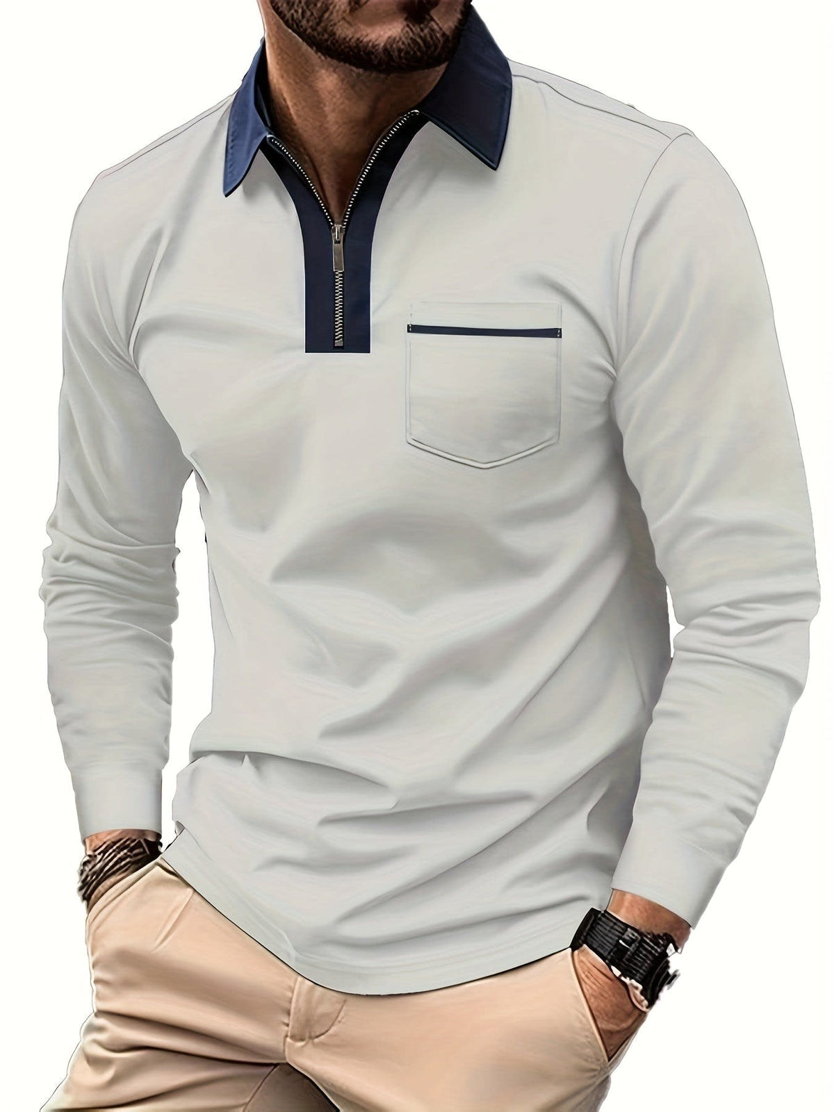 Blair Zip Placket Long Sleeve Polo