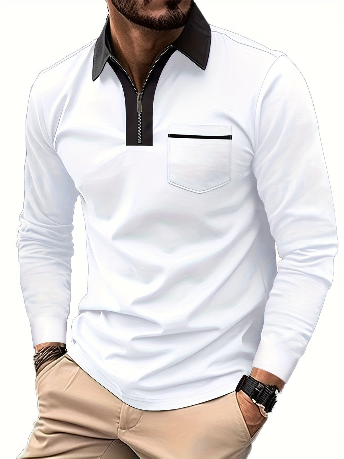 Blair Zip Placket Long Sleeve Polo
