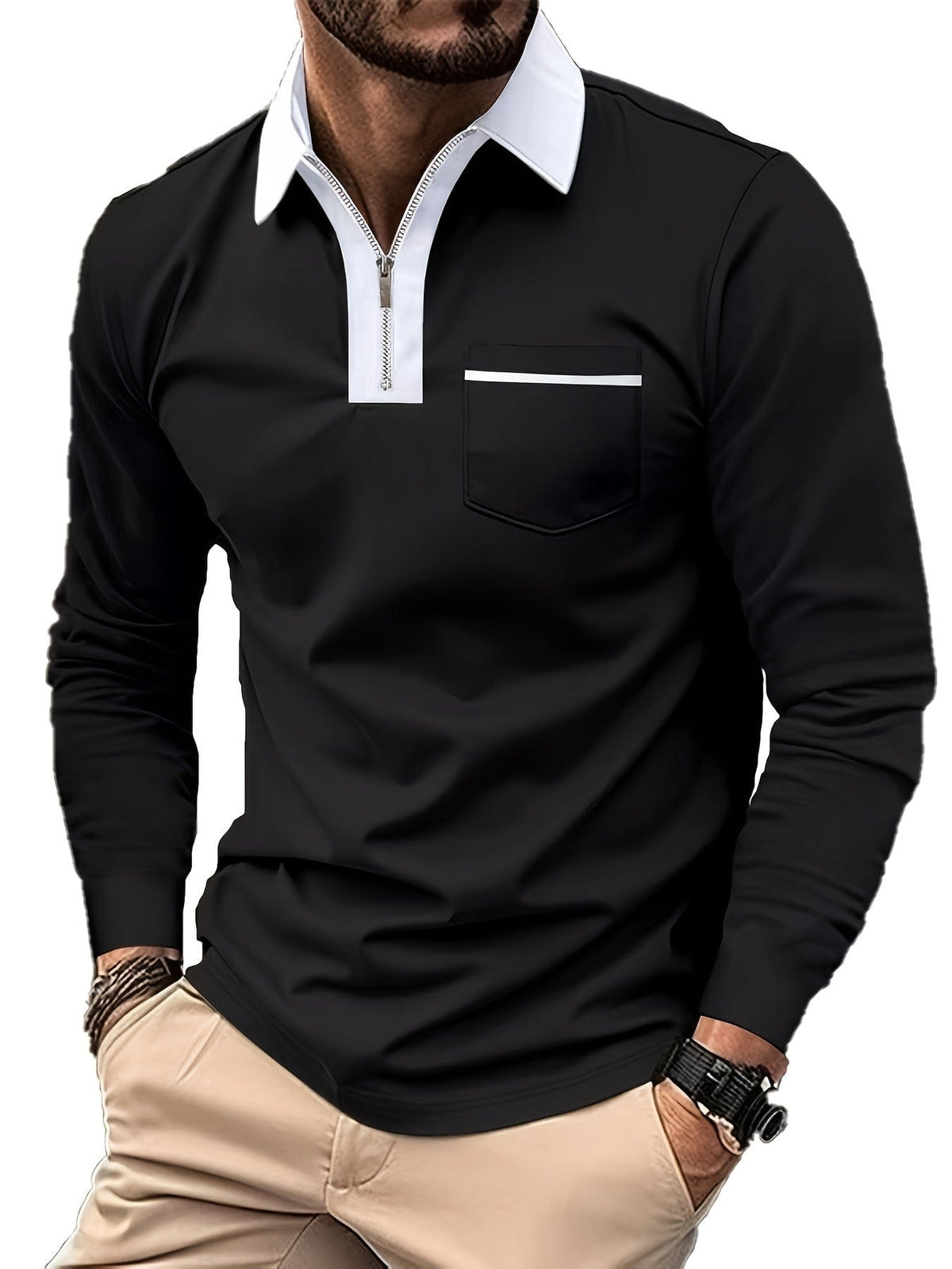 Blair Zip Placket Long Sleeve Polo
