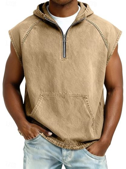 Orion Washed Hooded Sleeveless Zip Shirt_1