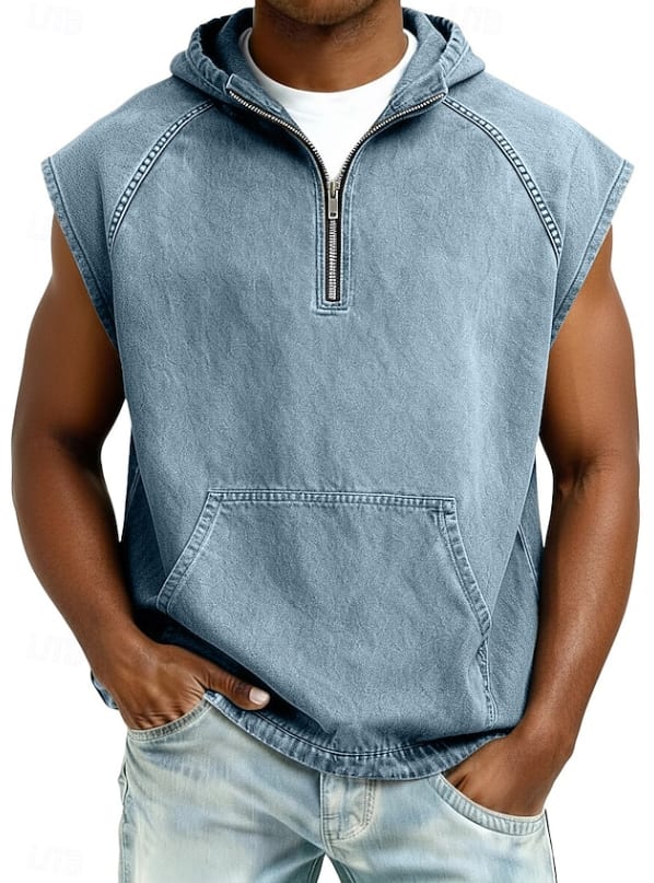Orion Washed Hooded Sleeveless Zip Shirt_2