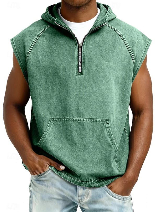 Orion Washed Hooded Sleeveless Zip Shirt_3