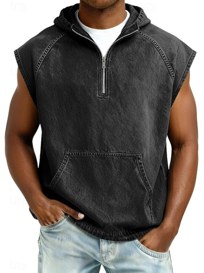 Orion Washed Hooded Sleeveless Zip Shirt_4
