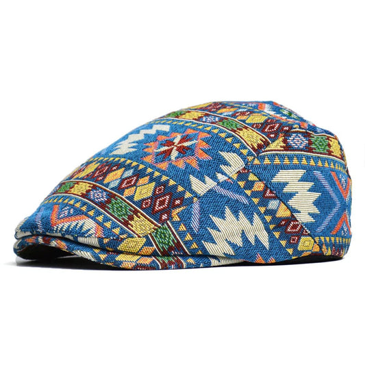 Dylan Woven Aztec Pattern Flat Cap_1