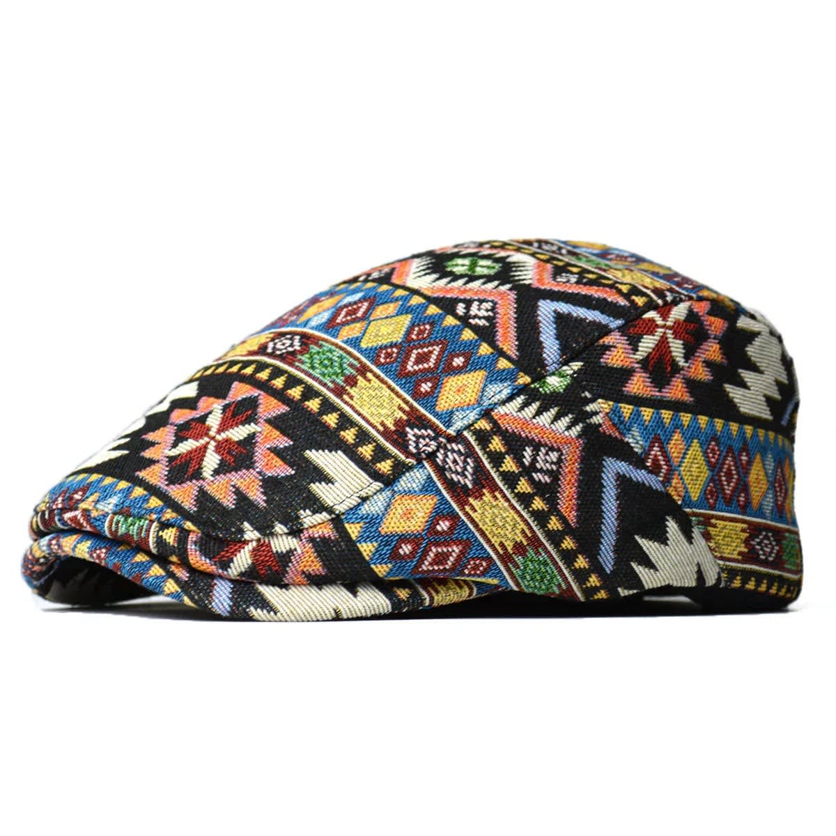 Dylan Woven Aztec Pattern Flat Cap
